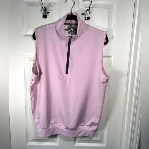 Straight Down Clothing Co Pink Golf Vest Quarter Zip Size Small - Picture 1 of 6